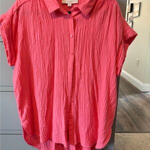 LOFT Women's Coral Button-Down Shirt